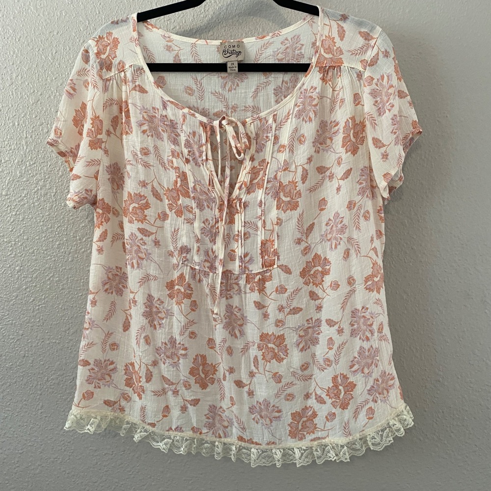 Cottagecore‎ Top 2X Lace Feminine Milkmaid Lightweight Summer Romantic Boho Chic